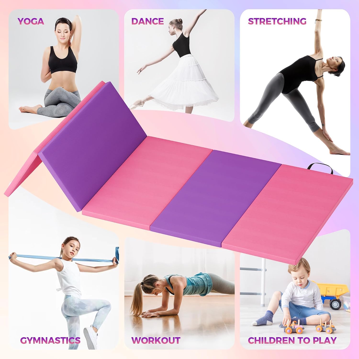 Home Gym Floor - Foldable Yoga Mat Gymnastics Mat 5-Fold